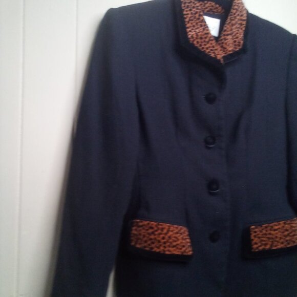 Lord & Taylor Jacket Blazer 8 Wool Animal Print Black - Picture 12 of 15